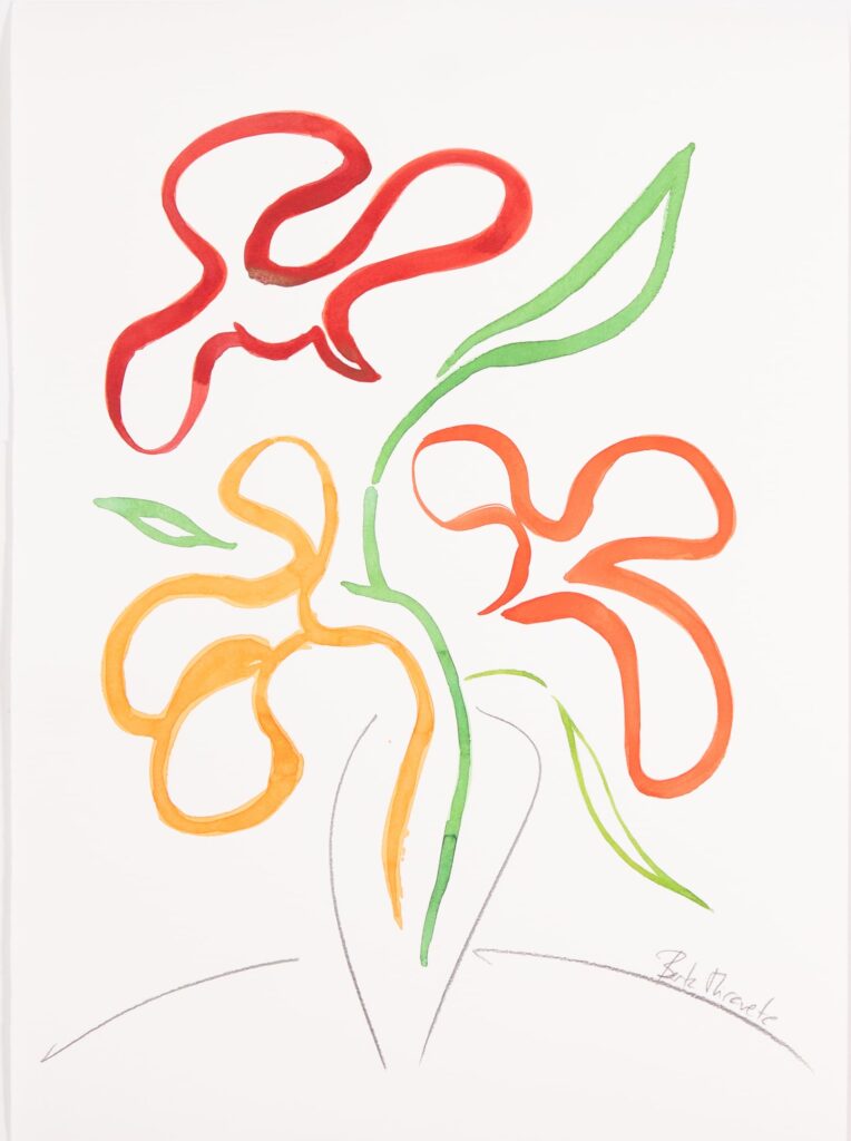 Amarillo, rojo y naranja. Acuarela y grafito sobre papel. 51 x 36 cm.