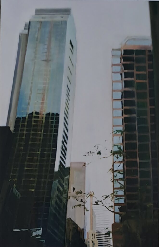 Edificios de Manhattan. 2003.
Óleo sobre lienzo. 130 x 89 cm.
